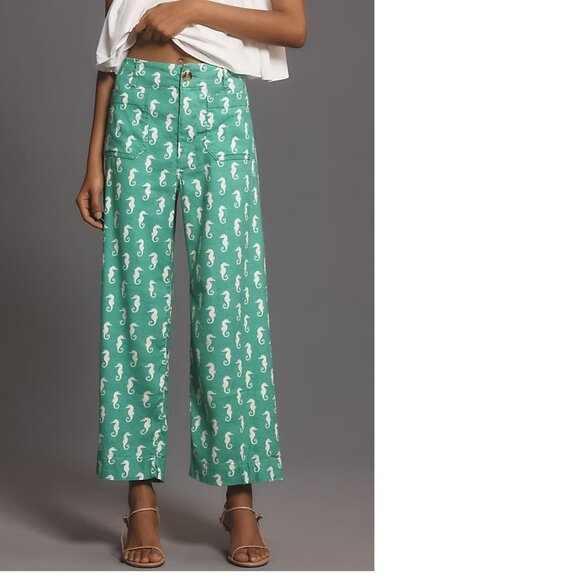 Anthropologie The Colette Cropped Wide-Leg Pants by Maeve: Linen Edition 29 new - Picture 2 of 5
